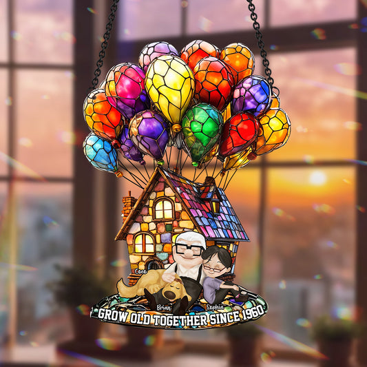 Grow Old Together Since - Personalized Mouse Window Hanging Suncatcher Ornament