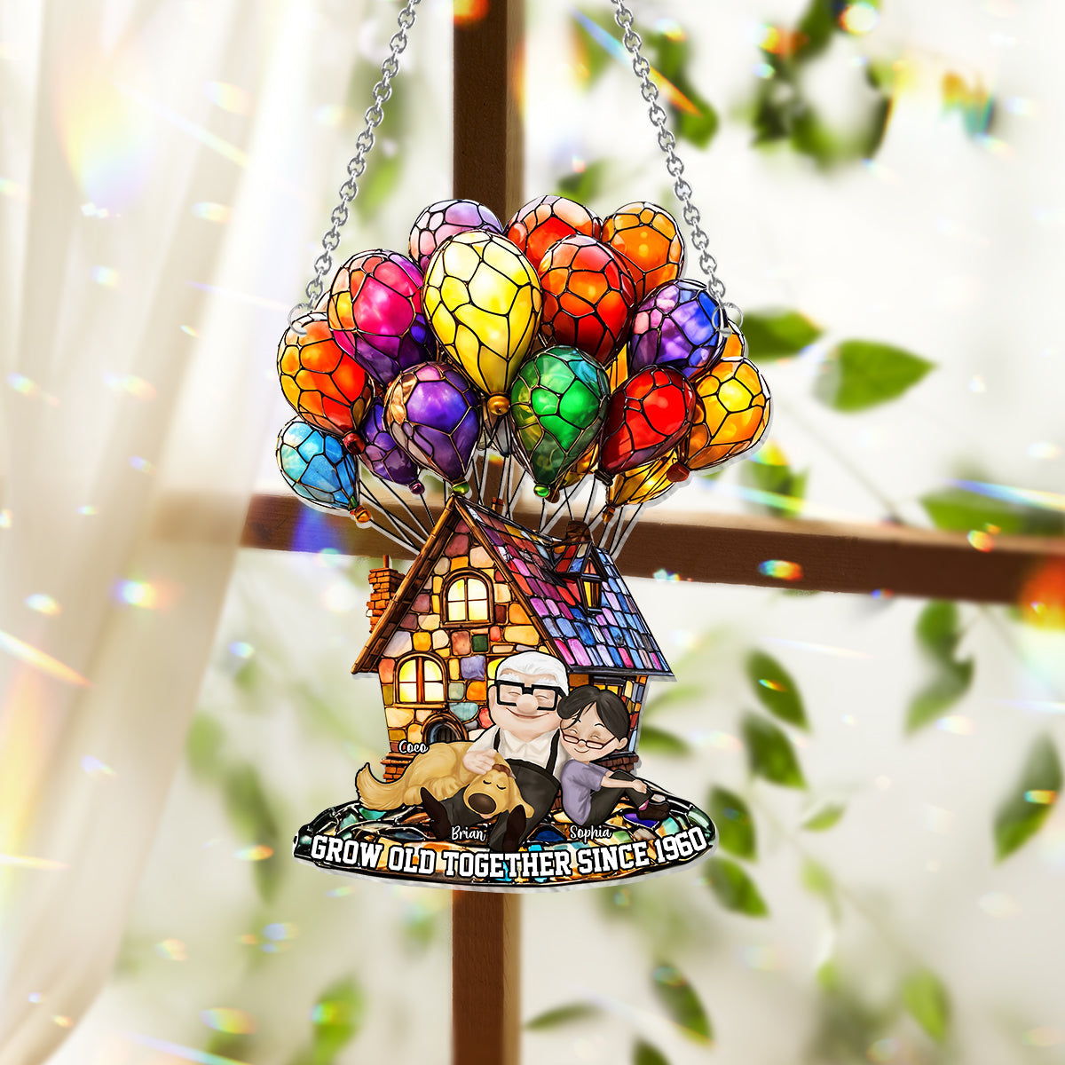 Grow Old Together Since - Personalized Mouse Window Hanging Suncatcher Ornament