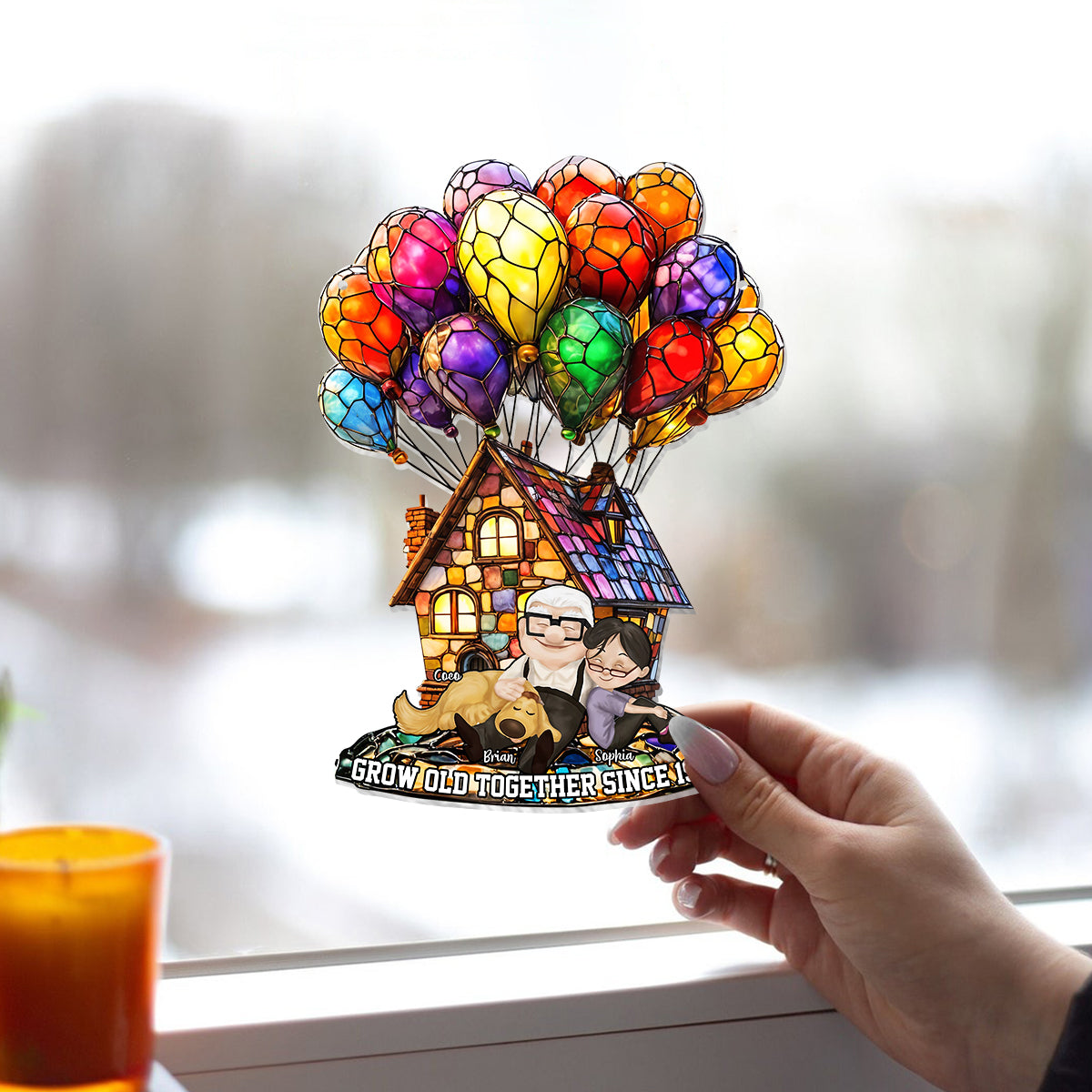 Grow Old Together Since - Personalized Mouse Window Hanging Suncatcher Ornament