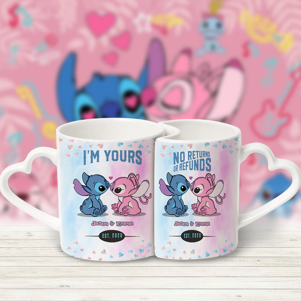 I'm Yours No Returns Or Refunds - Personalized Ohana Matching Heart Handle Mug