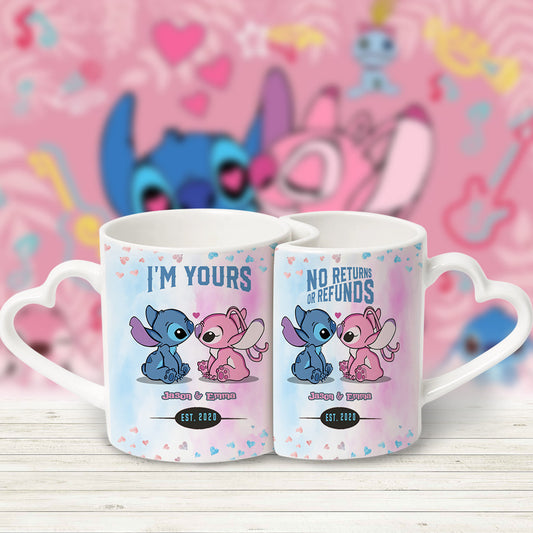 I'm Yours No Returns Or Refunds - Personalized Ohana Matching Heart Handle Mug