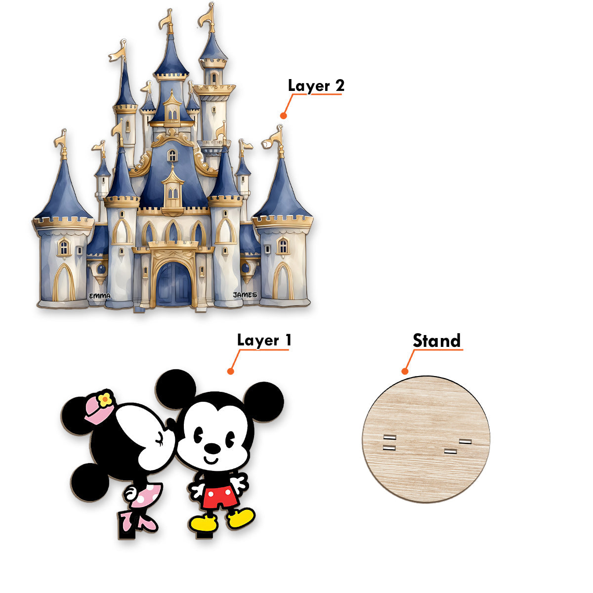 Happily Ever After - Personalized Mouse 2 Layered Big Freestanding