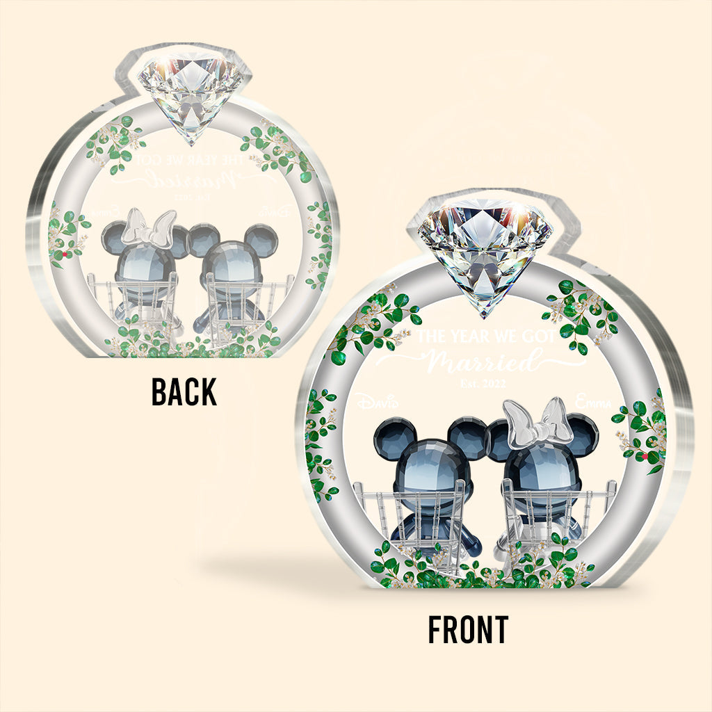 The Year We Got Married - Personalized Mouse Custom Shaped Acrylic Plaque