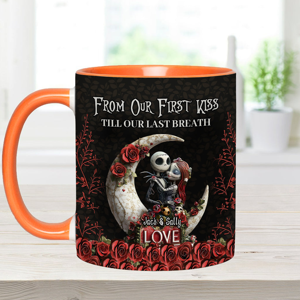 From Our First Kiss Til Our Last Breath - Personalized Nightmare Accent Mug