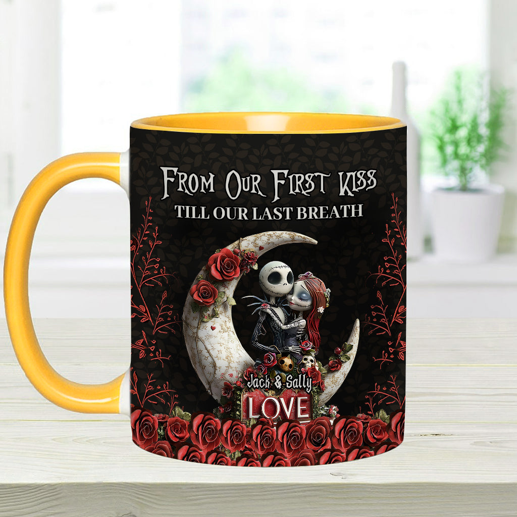 From Our First Kiss Til Our Last Breath - Personalized Nightmare Accent Mug