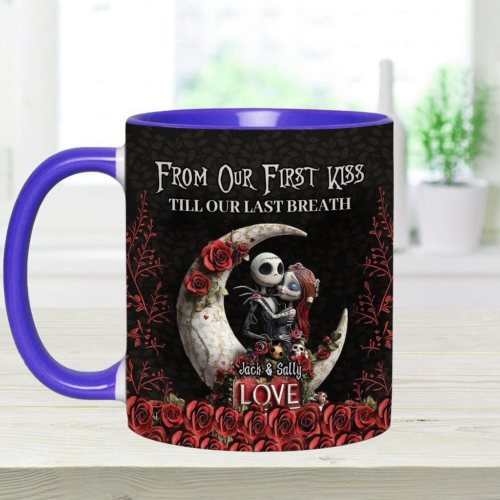 From Our First Kiss Til Our Last Breath - Personalized Nightmare Accent Mug