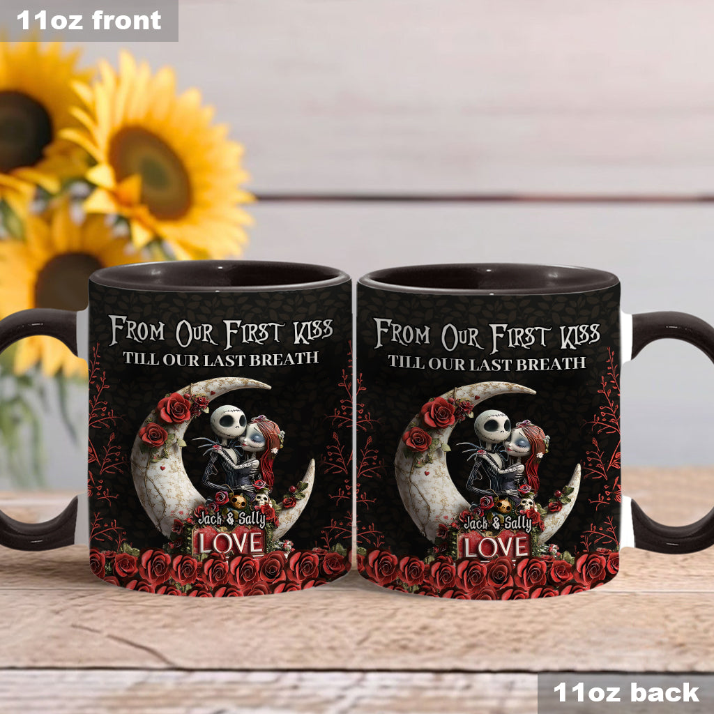 From Our First Kiss Til Our Last Breath - Personalized Nightmare Accent Mug