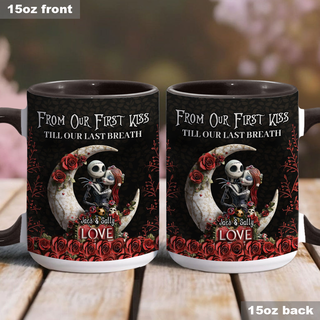 From Our First Kiss Til Our Last Breath - Personalized Nightmare Accent Mug