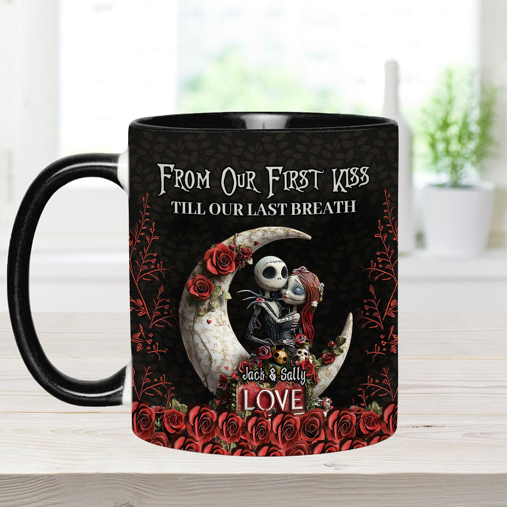 From Our First Kiss Til Our Last Breath - Personalized Nightmare Accent Mug