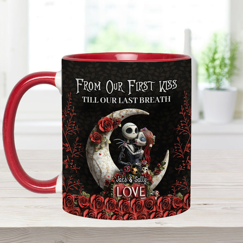 From Our First Kiss Til Our Last Breath - Personalized Nightmare Accent Mug