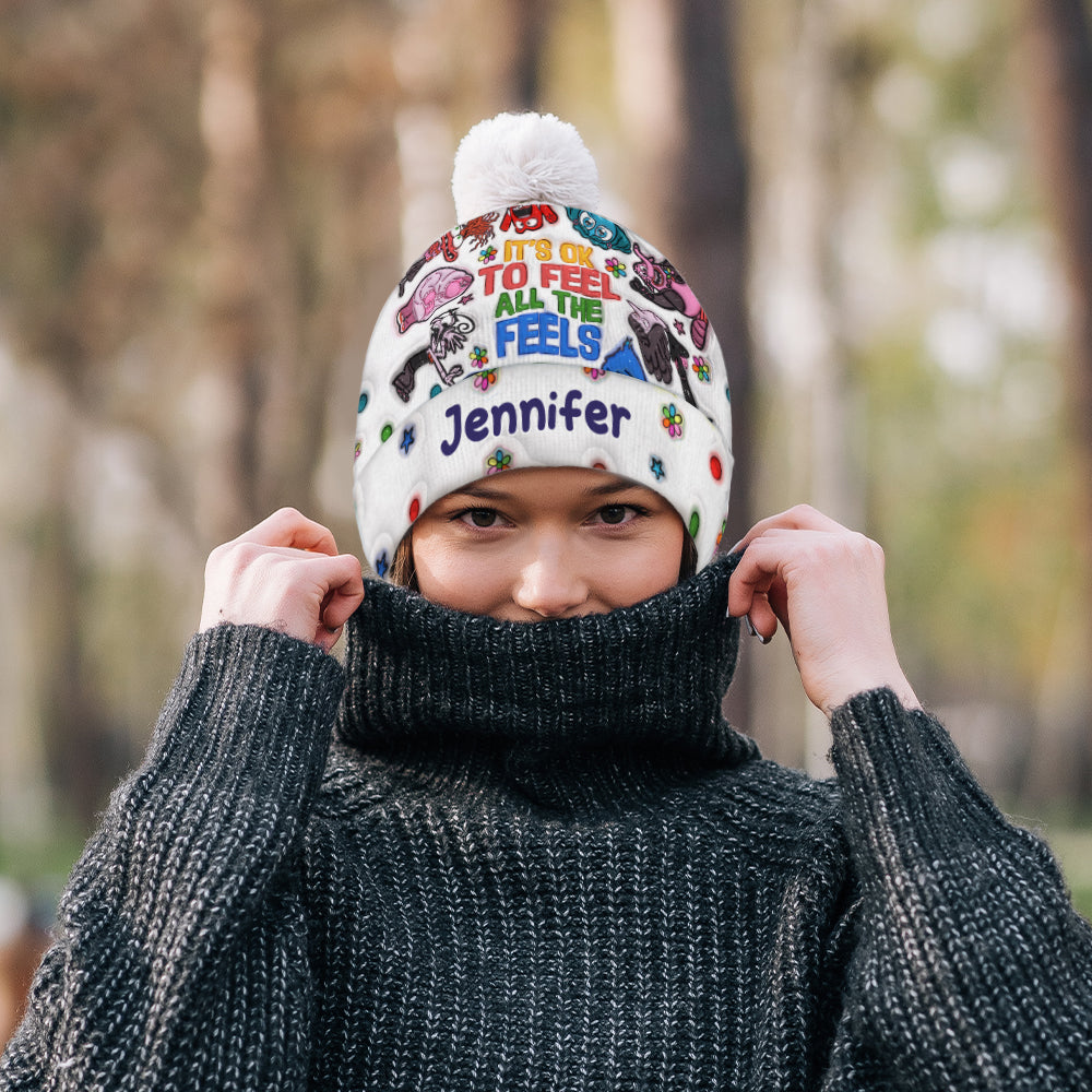 It's Ok To Feel All The Feels - Personalized Beanie Hat