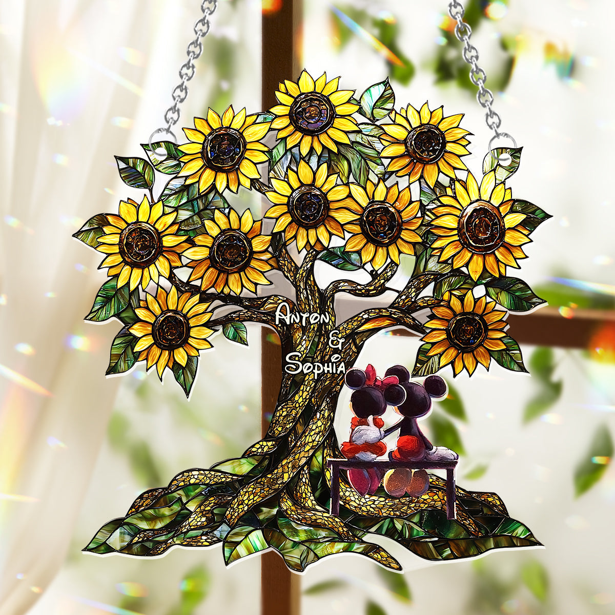 You & Me - Personalized Mouse Window Hanging Suncatcher Ornament