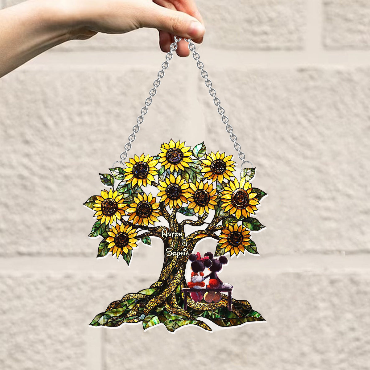 You & Me - Personalized Mouse Window Hanging Suncatcher Ornament
