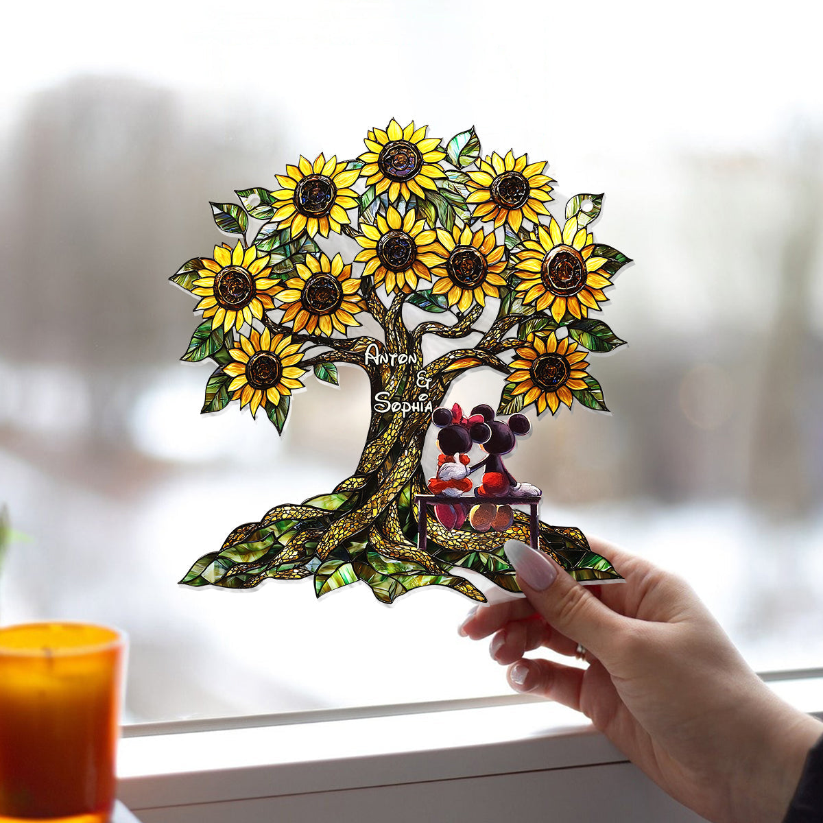 You & Me - Personalized Mouse Window Hanging Suncatcher Ornament