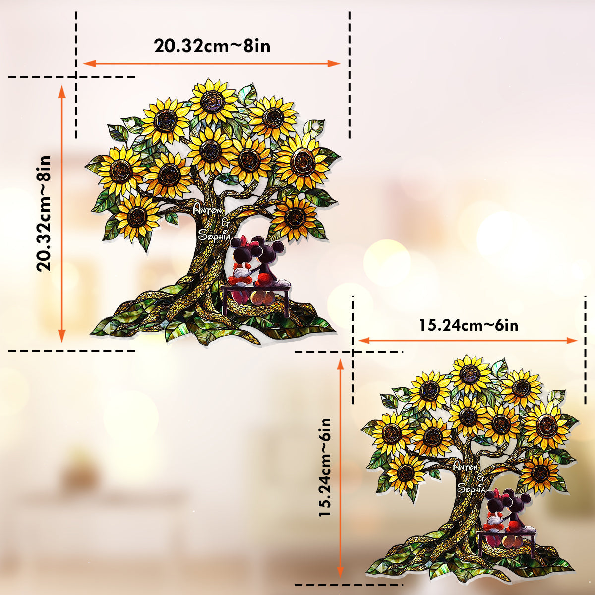 You & Me - Personalized Mouse Window Hanging Suncatcher Ornament