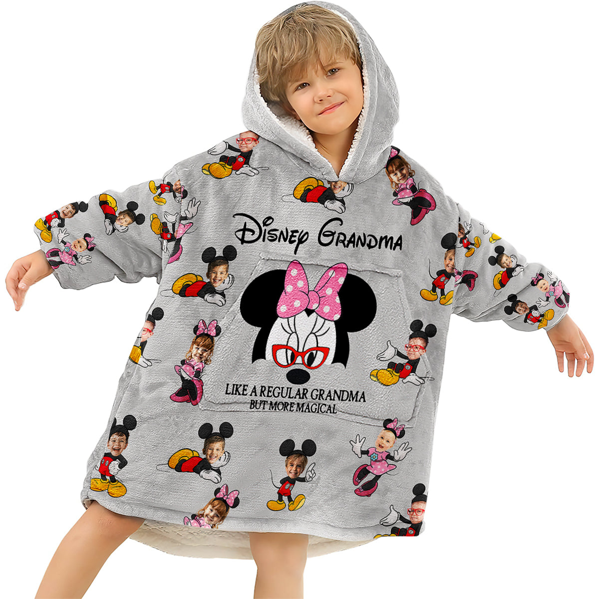 Mouse Ears Grandma Mom - Personalized Mouse Blanket Hoodie