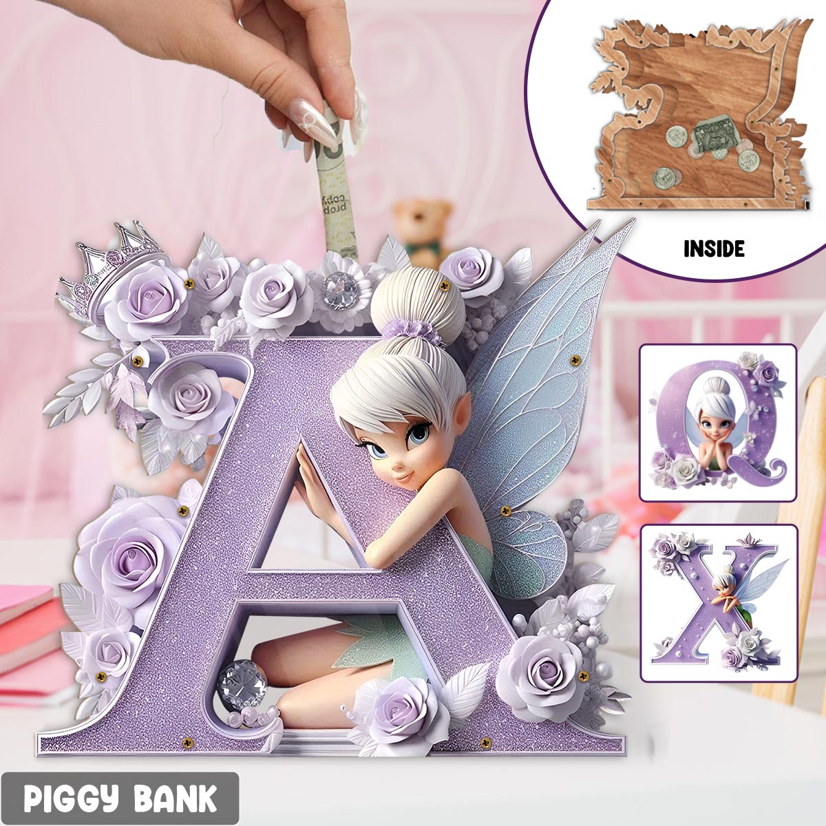 Magic World - Personalized Mouse Wooden Piggy Bank