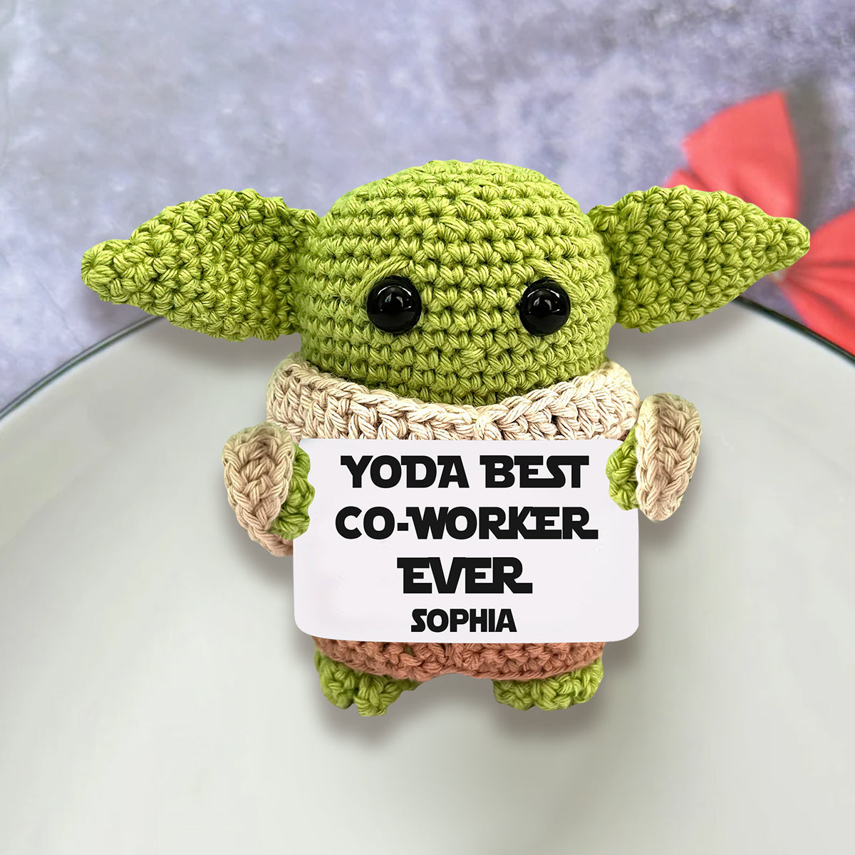 Yoda Best Co-worker Ever - Personalized The Force Hand Knitted Figurine