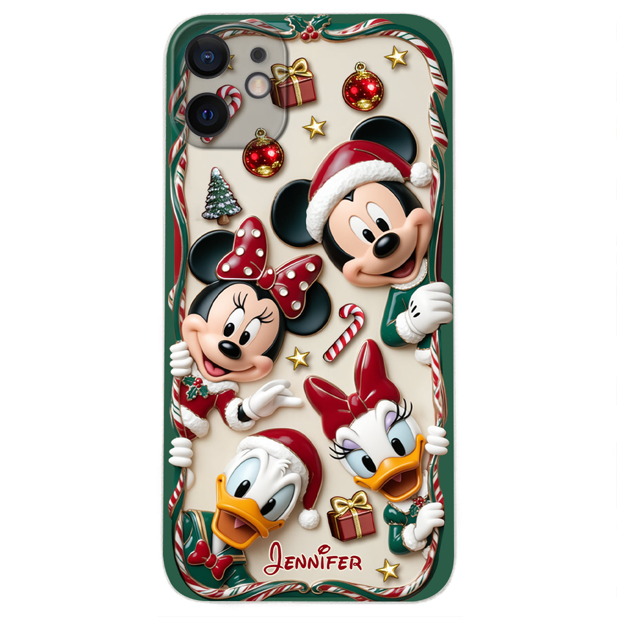 Magical Friends - Personalized Mouse 3D Embossed Leather Phone Case