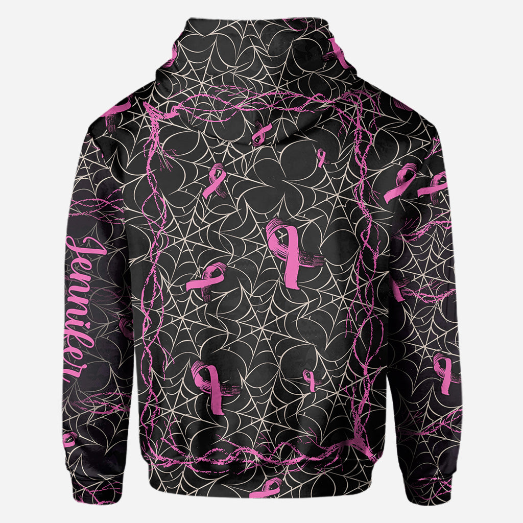 Smell Like Cancer Picked The Wrong B*tch - Personalized Breast Cancer Awareness All Over Shirt