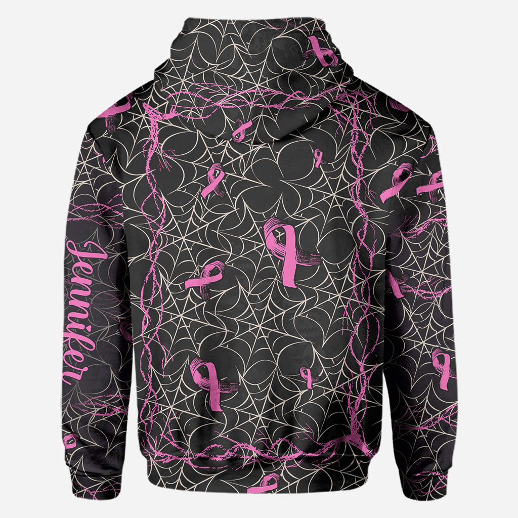 Smell Like Cancer Picked The Wrong B*tch - Personalized Breast Cancer Awareness All Over Shirt