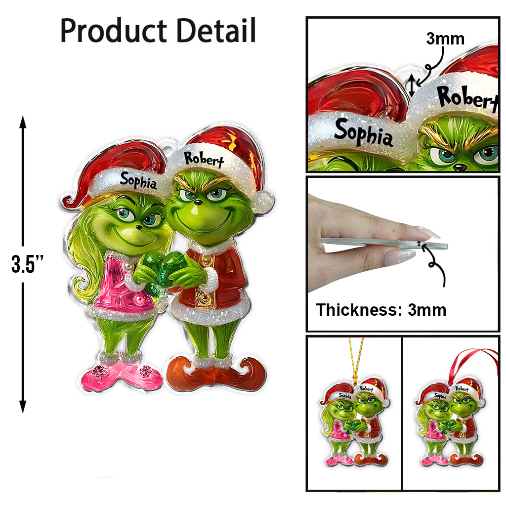 Green Couple - Personalized Stole Christmas Ornament