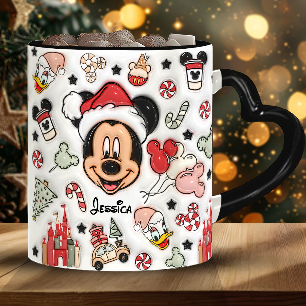 Christmas Is Coming To Mousetown - Personalized Mouse Heart Handle Mug