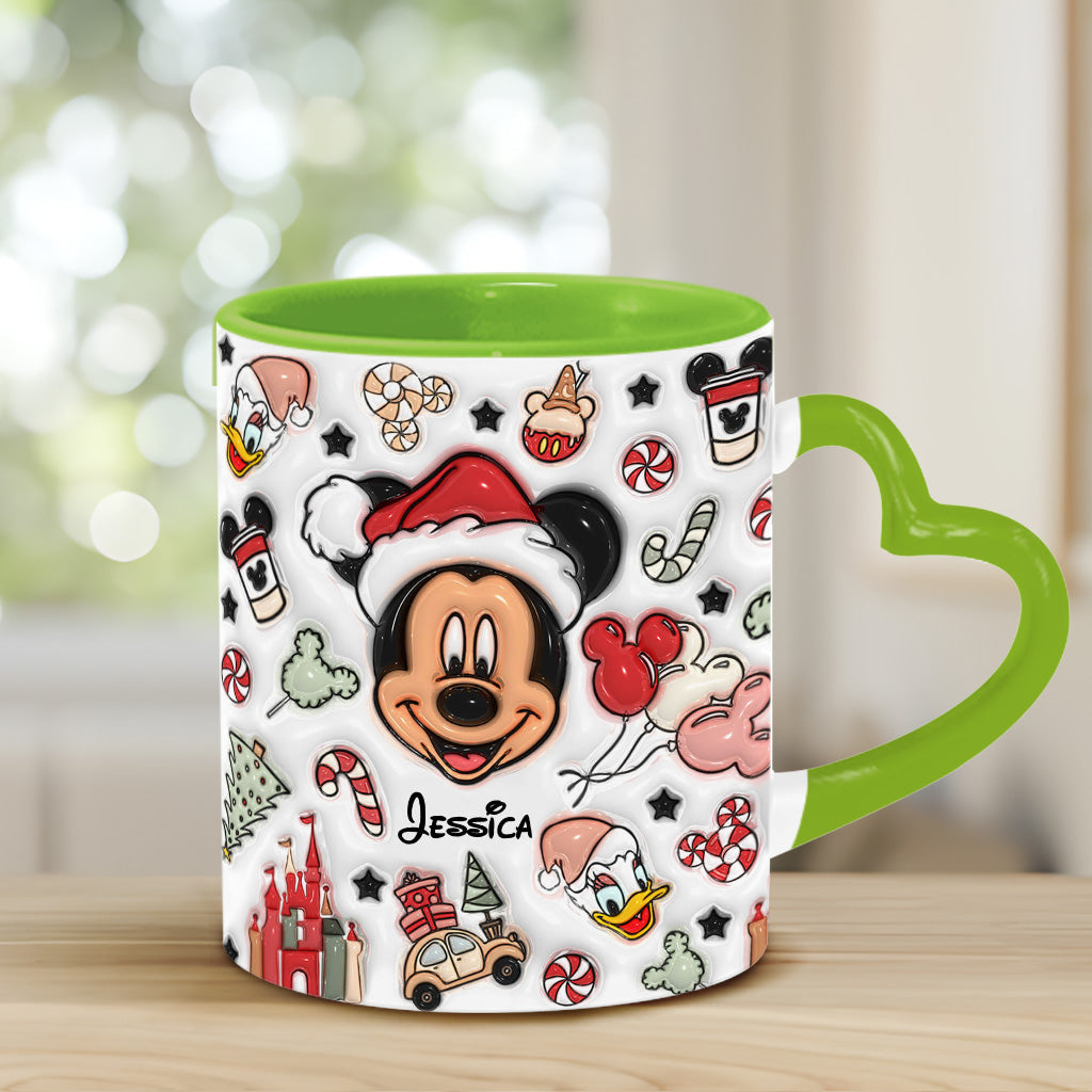 Christmas Is Coming To Mousetown - Personalized Mouse Heart Handle Mug