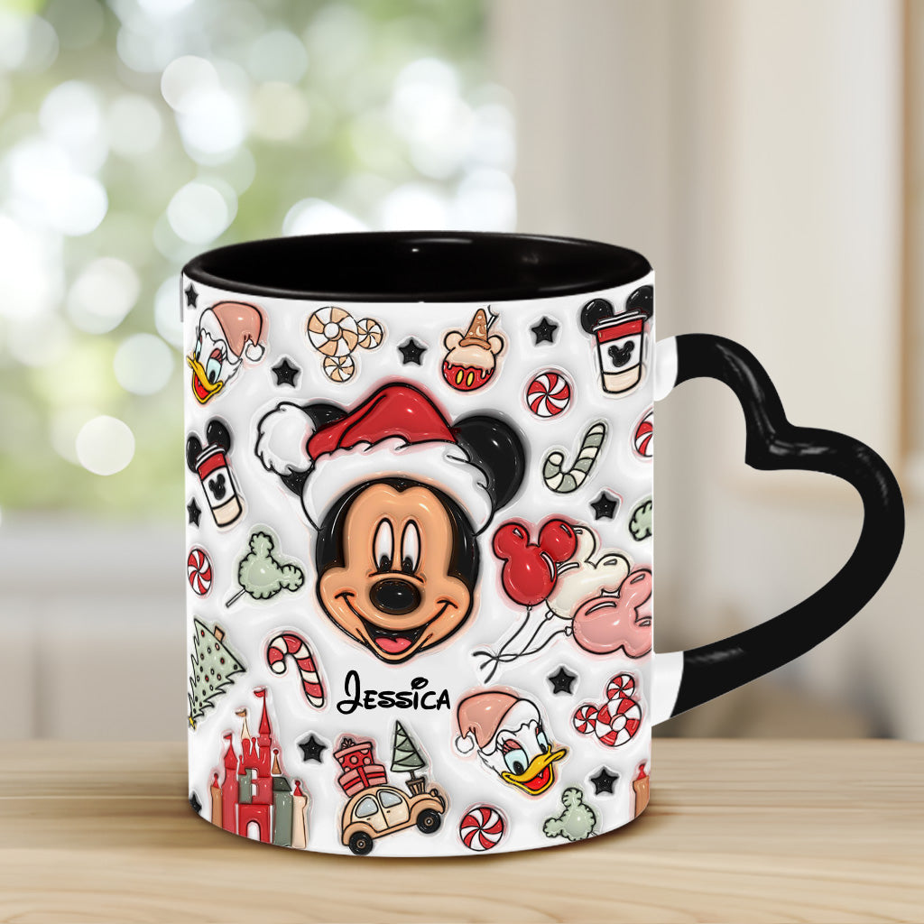 Christmas Is Coming To Mousetown - Personalized Mouse Heart Handle Mug