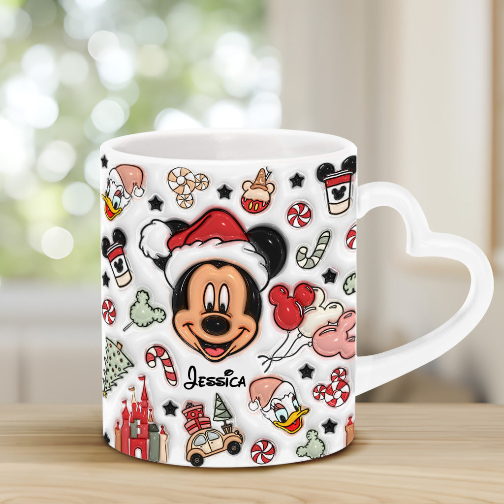 Christmas Is Coming To Mousetown - Personalized Mouse Heart Handle Mug