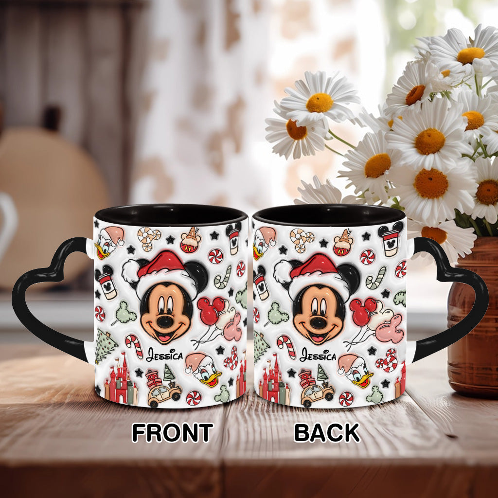 Christmas Is Coming To Mousetown - Personalized Mouse Heart Handle Mug
