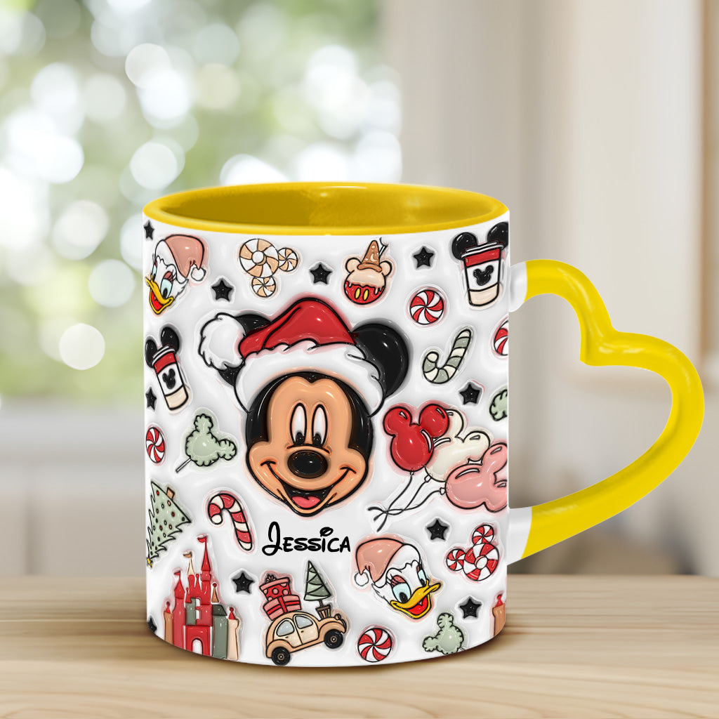 Christmas Is Coming To Mousetown - Personalized Mouse Heart Handle Mug