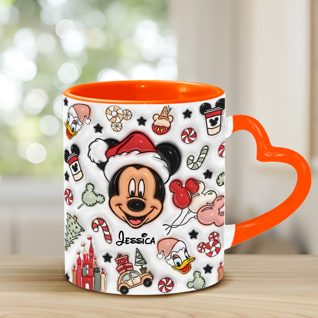 Christmas Is Coming To Mousetown - Personalized Mouse Heart Handle Mug