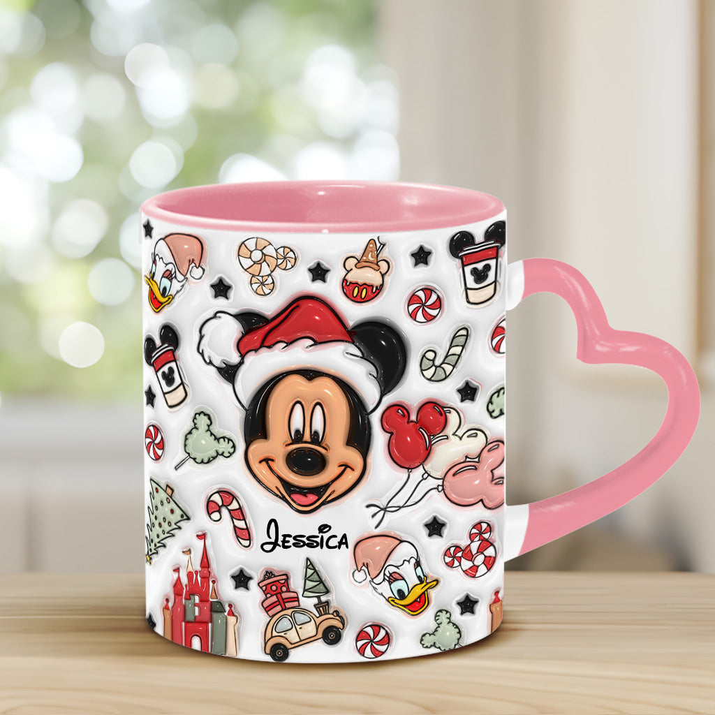 Christmas Is Coming To Mousetown - Personalized Mouse Heart Handle Mug