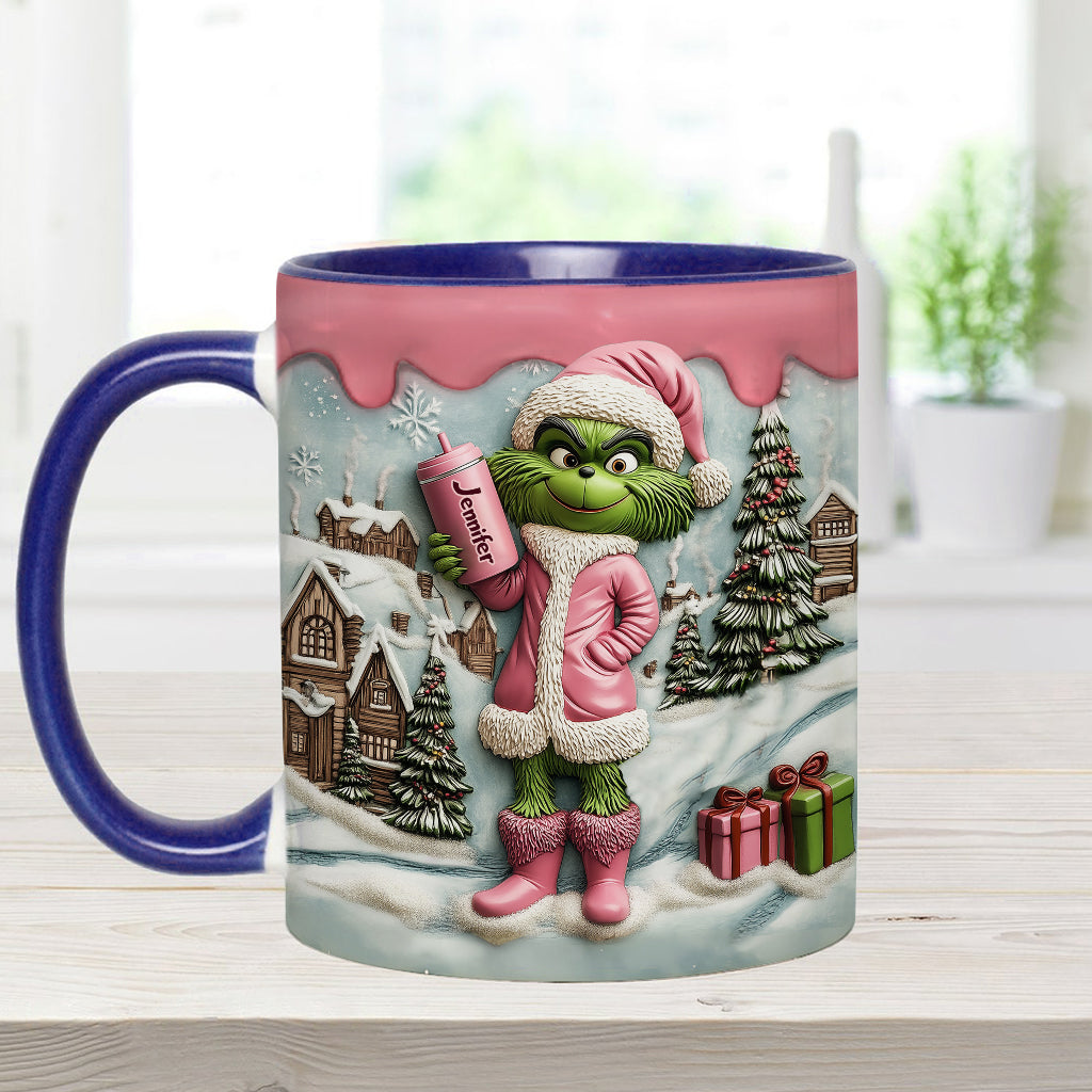 Grinchy Green Lady - Personalized Stole Christmas Accent Mug