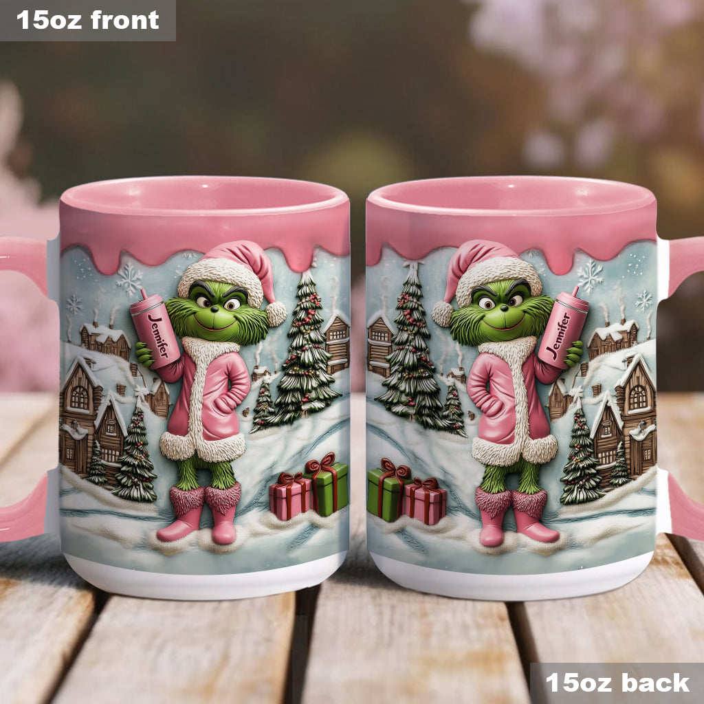 Grinchy Green Lady - Personalized Stole Christmas Accent Mug