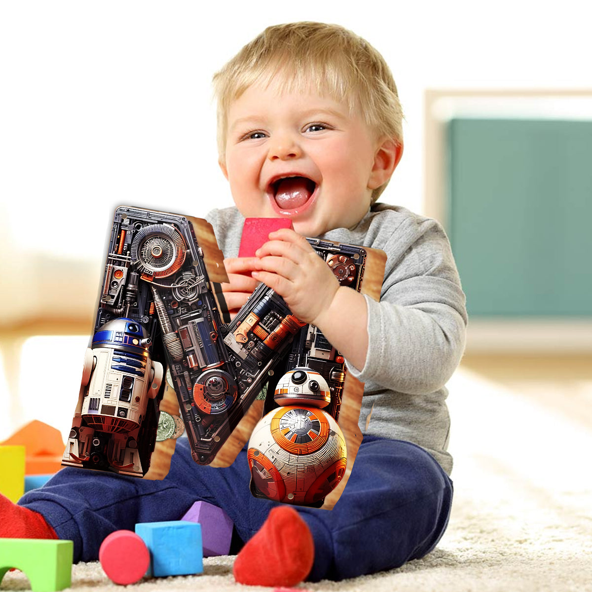 Cute Alphabet - Personalized The Force Wooden Piggy Bank