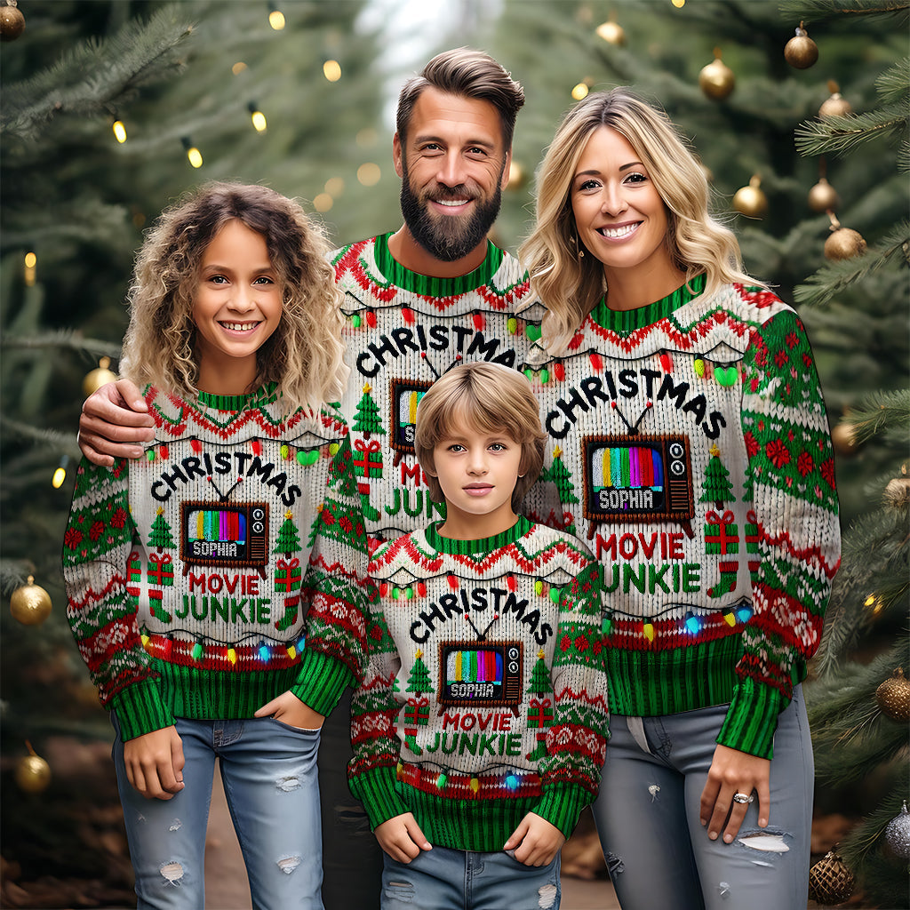 Christmas Movie Junkie - Personalized Ugly Sweater