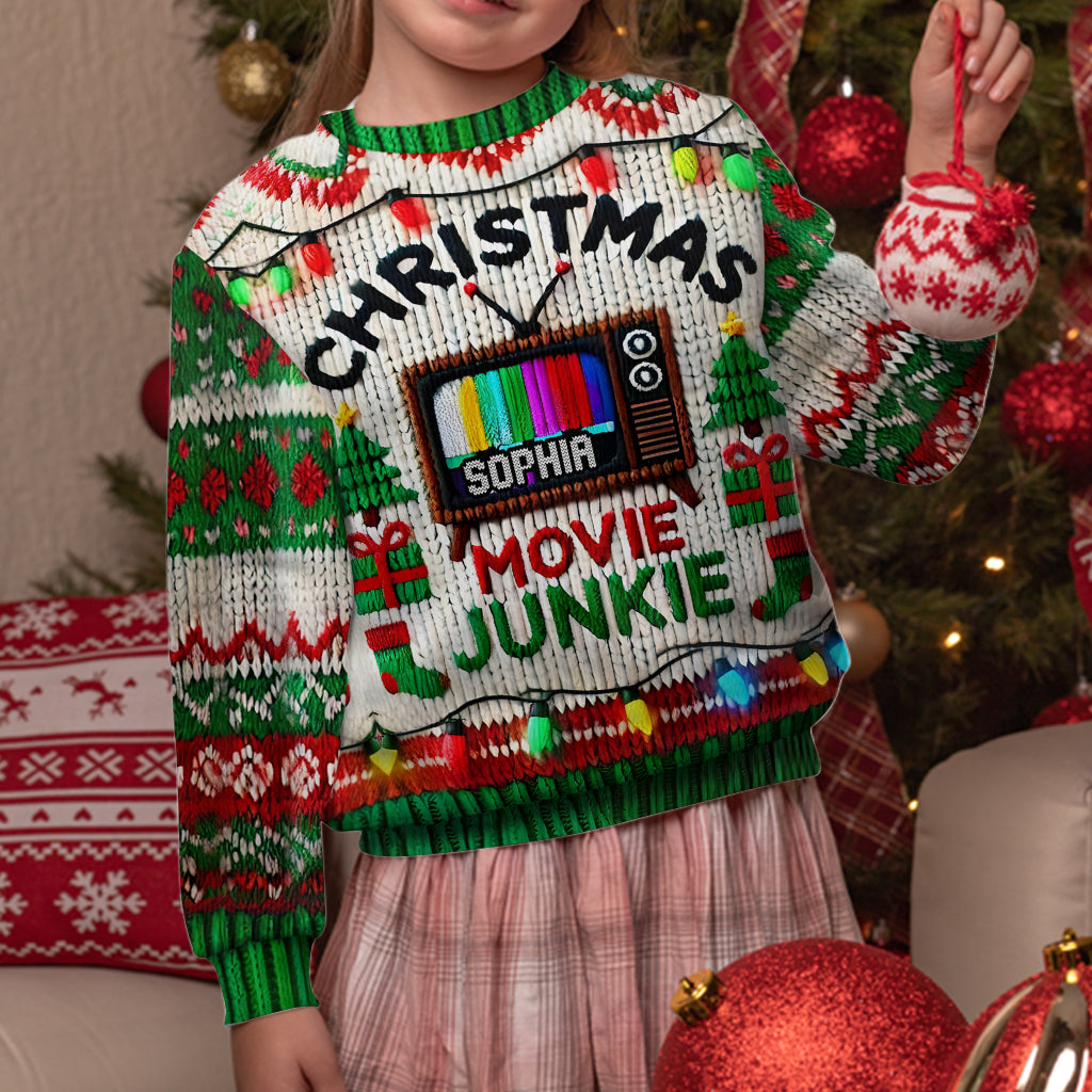 Christmas Movie Junkie - Personalized Ugly Sweater