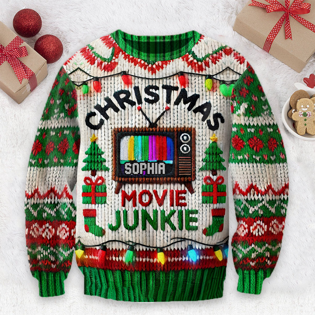 Christmas Movie Junkie - Personalized Ugly Sweater