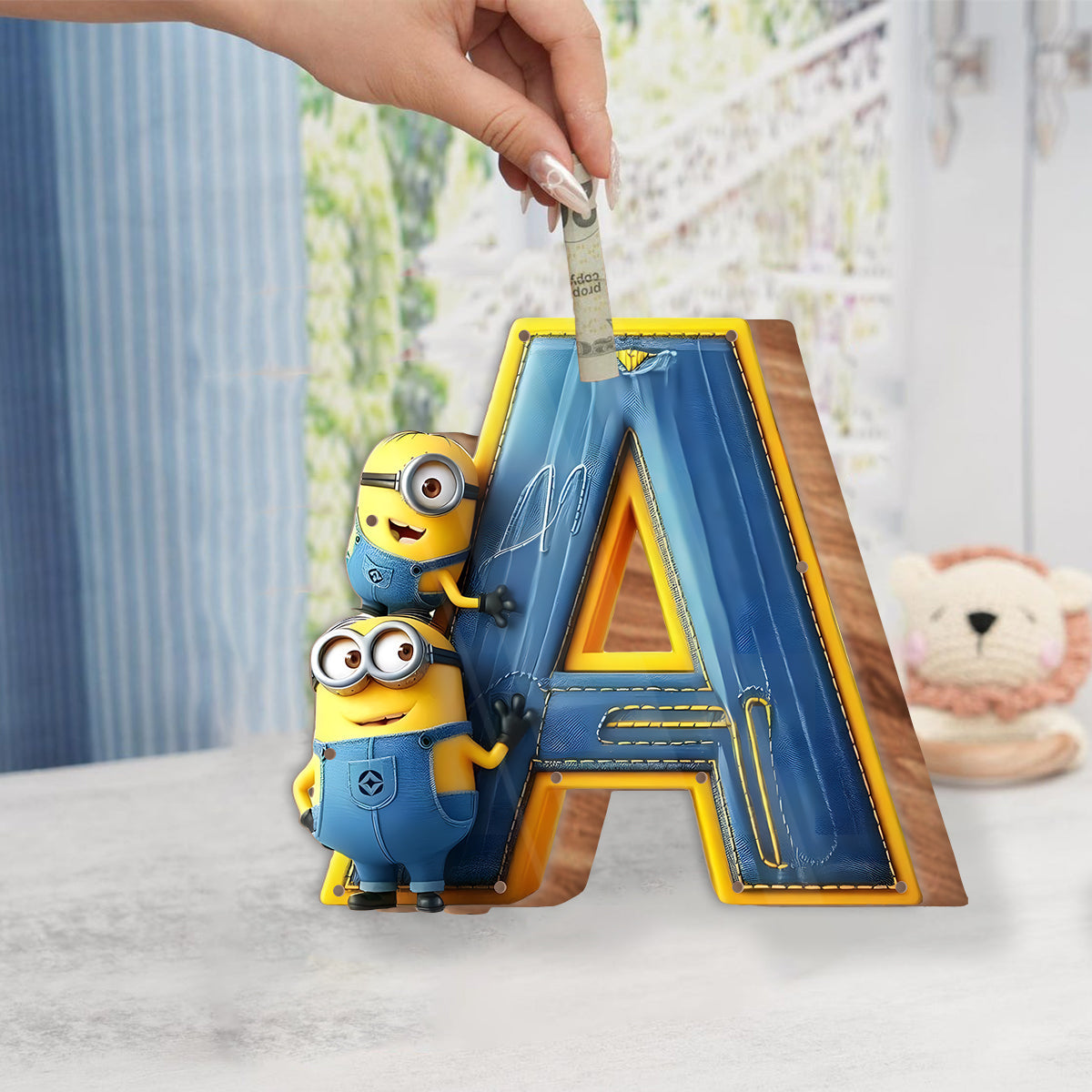 Cute Alphabet - Personalized Wooden Piggy Bank