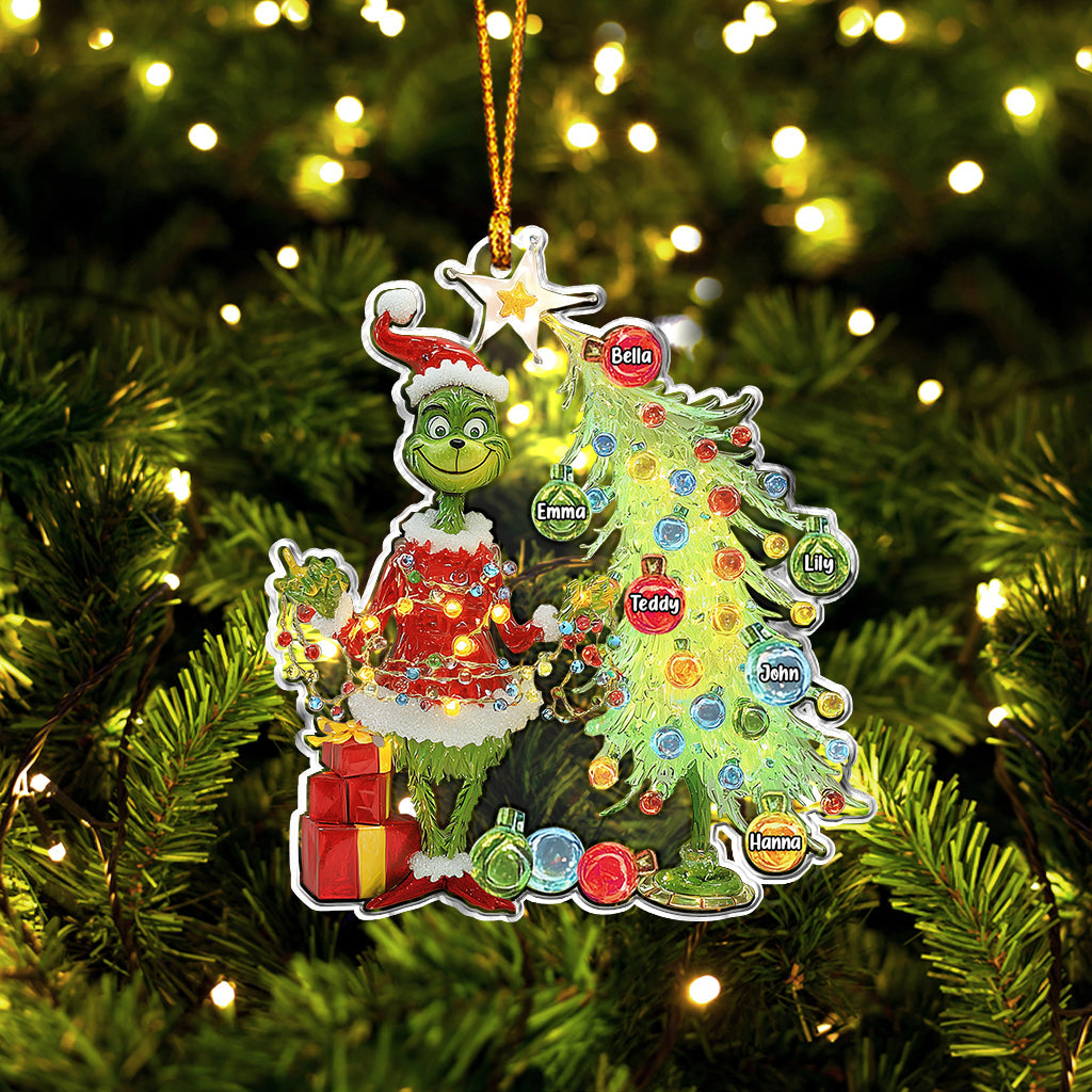 Merry Grinchmas Gifts For Family, Friends, Coworkers - Personalized Stole Christmas Ornament