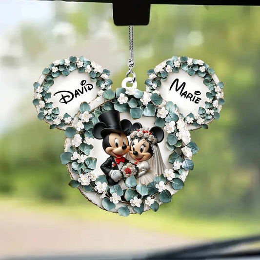 Cute Mouse Couple Married - Personalized Mouse Car Ornament