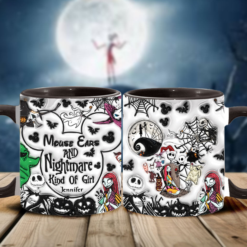 Mouse Ears And Nightmare Kind Of Girl - Personalized Mouse Accent Mug