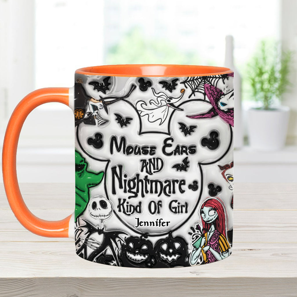 Mouse Ears And Nightmare Kind Of Girl - Personalized Mouse Accent Mug