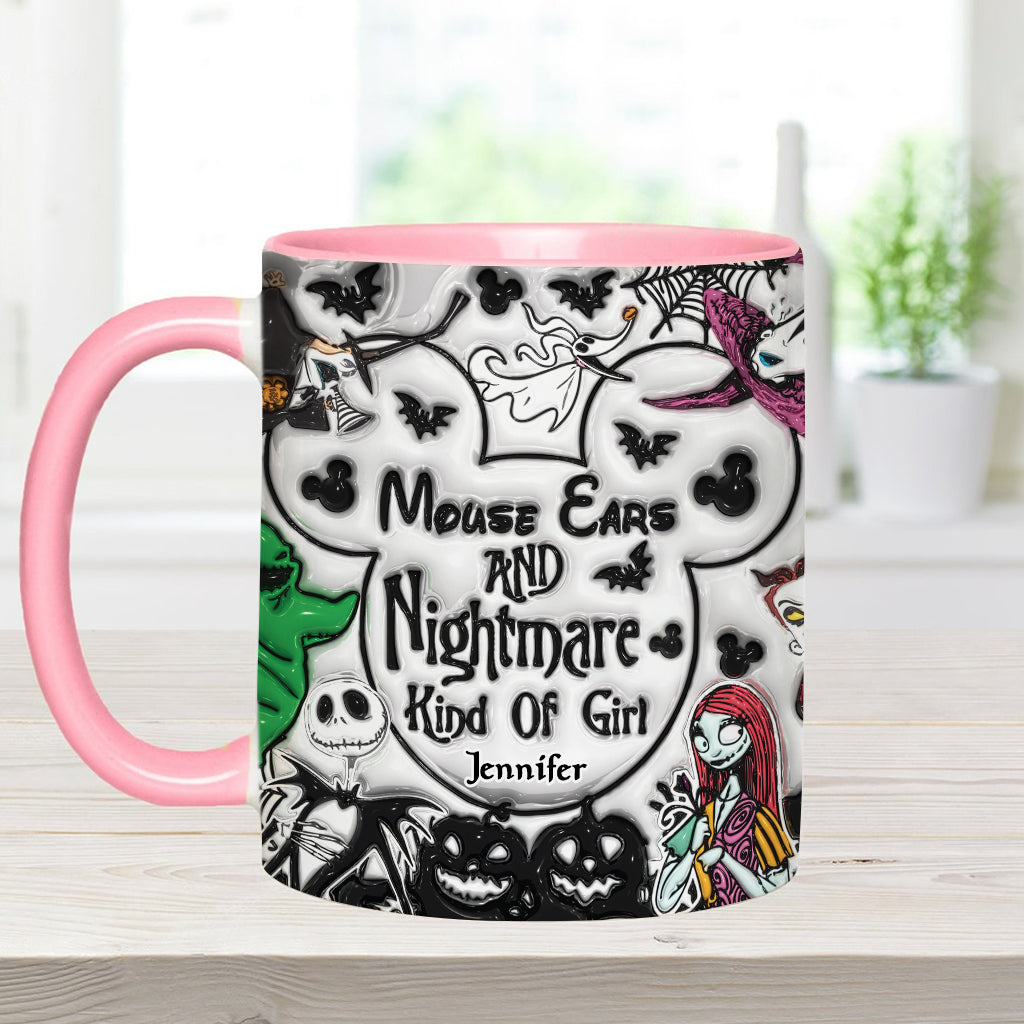Mouse Ears And Nightmare Kind Of Girl - Personalized Mouse Accent Mug