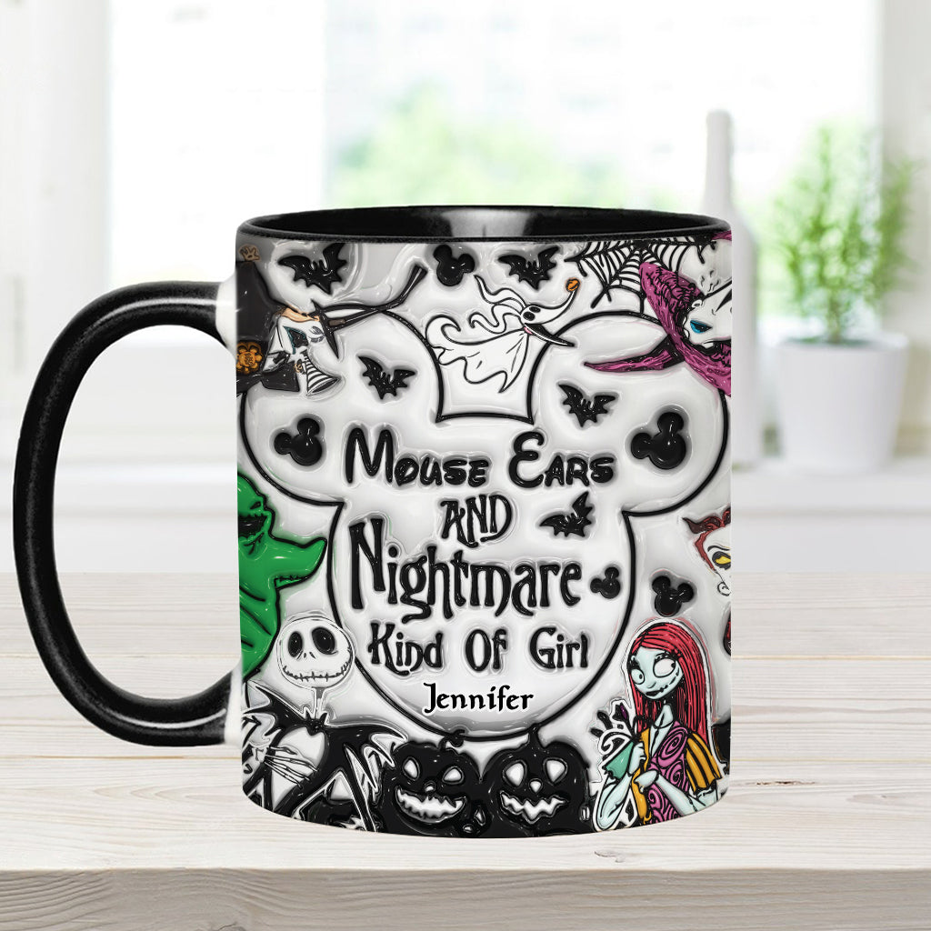Mouse Ears And Nightmare Kind Of Girl - Personalized Mouse Accent Mug