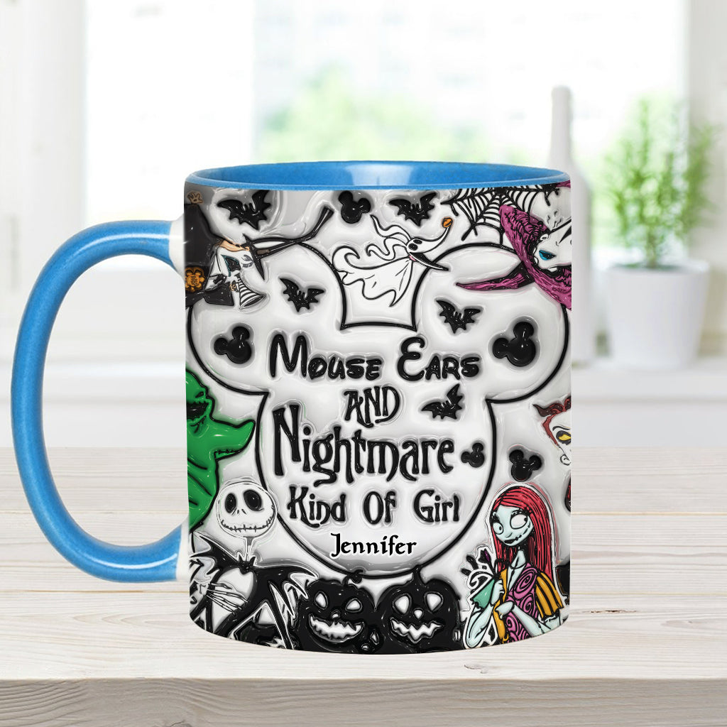Mouse Ears And Nightmare Kind Of Girl - Personalized Mouse Accent Mug