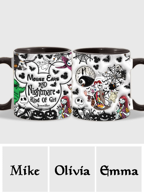 Mouse Ears And Nightmare Kind Of Girl - Personalized Mouse Accent Mug