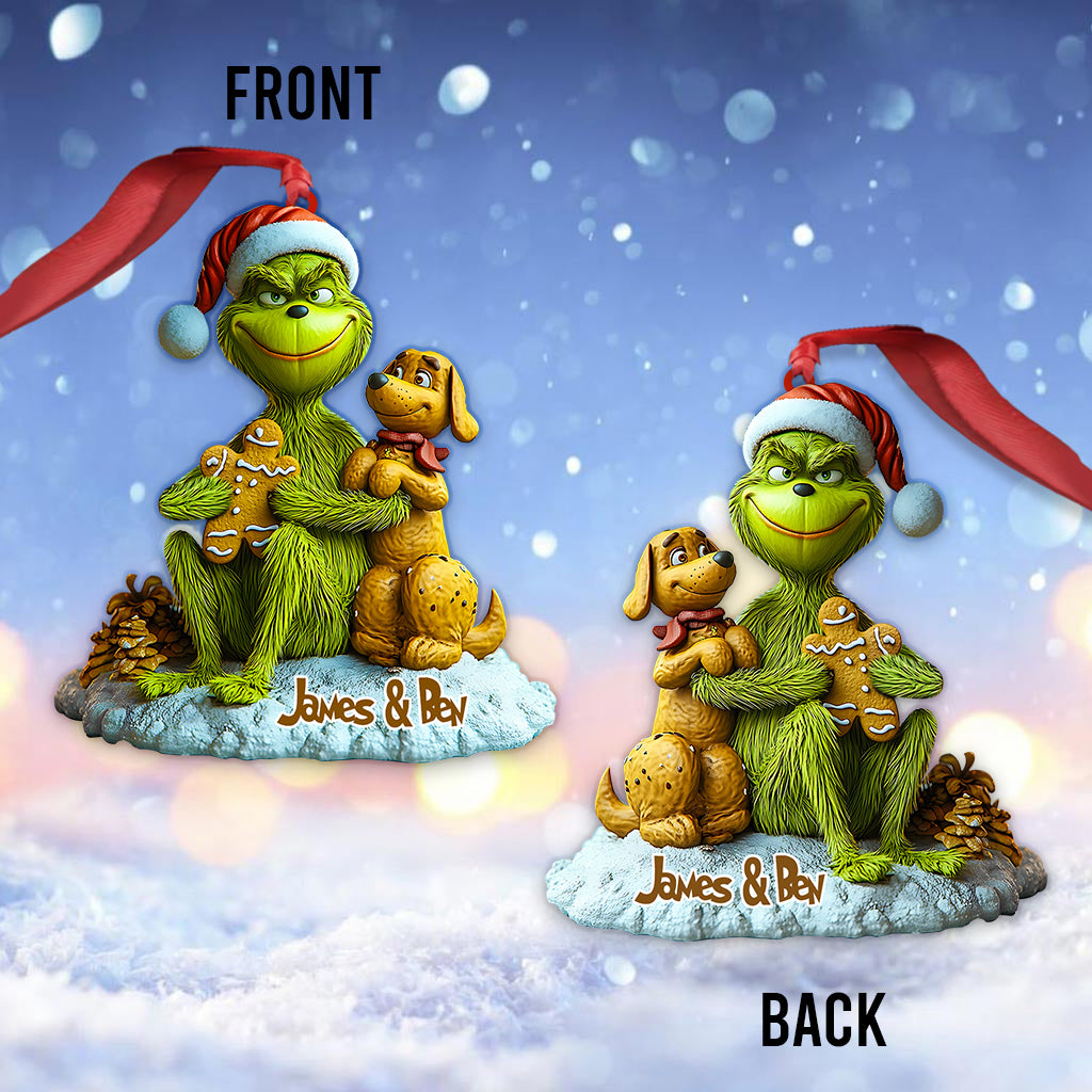 Green Monster Loves Dogs - Personalized Stole Christmas Ornament